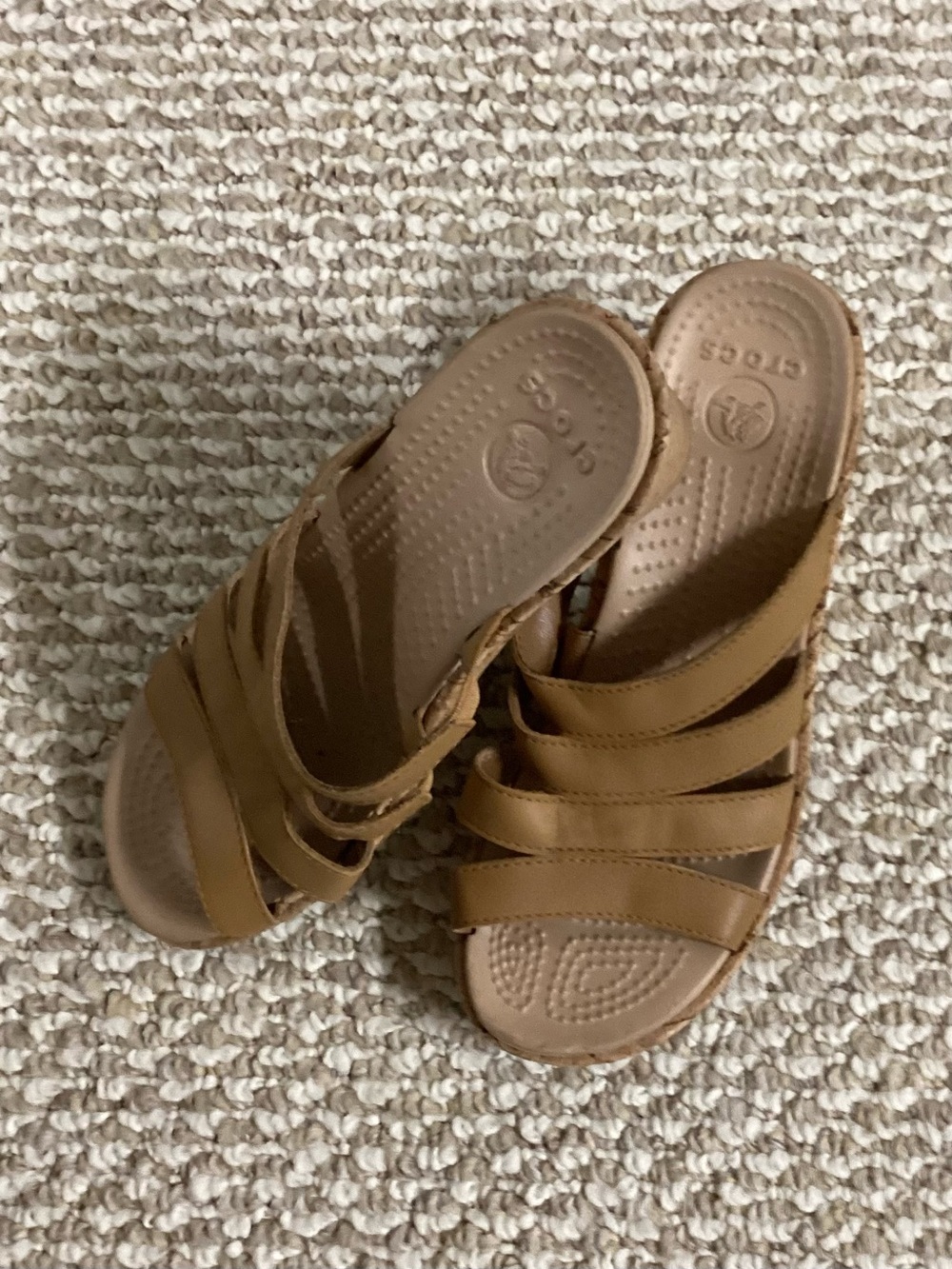 CROCS Women’s Tan Multi-Strap Slide Sandals